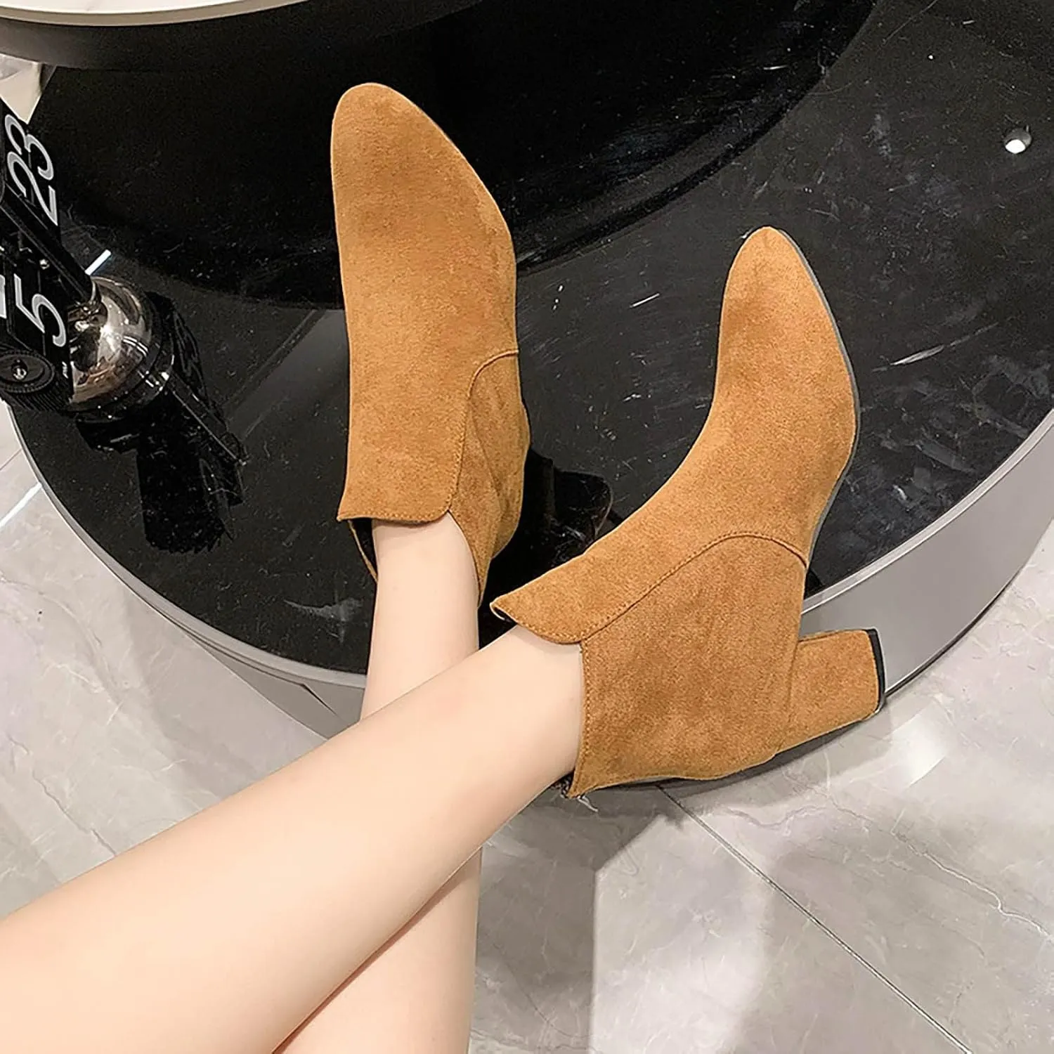 Womens Boots Fall 2024 Ankle Womens Black Booties with Heel Women Wide Boots Wedge Boot Lightweight Breathable Chunky Low Heel Classic Pointed Toe