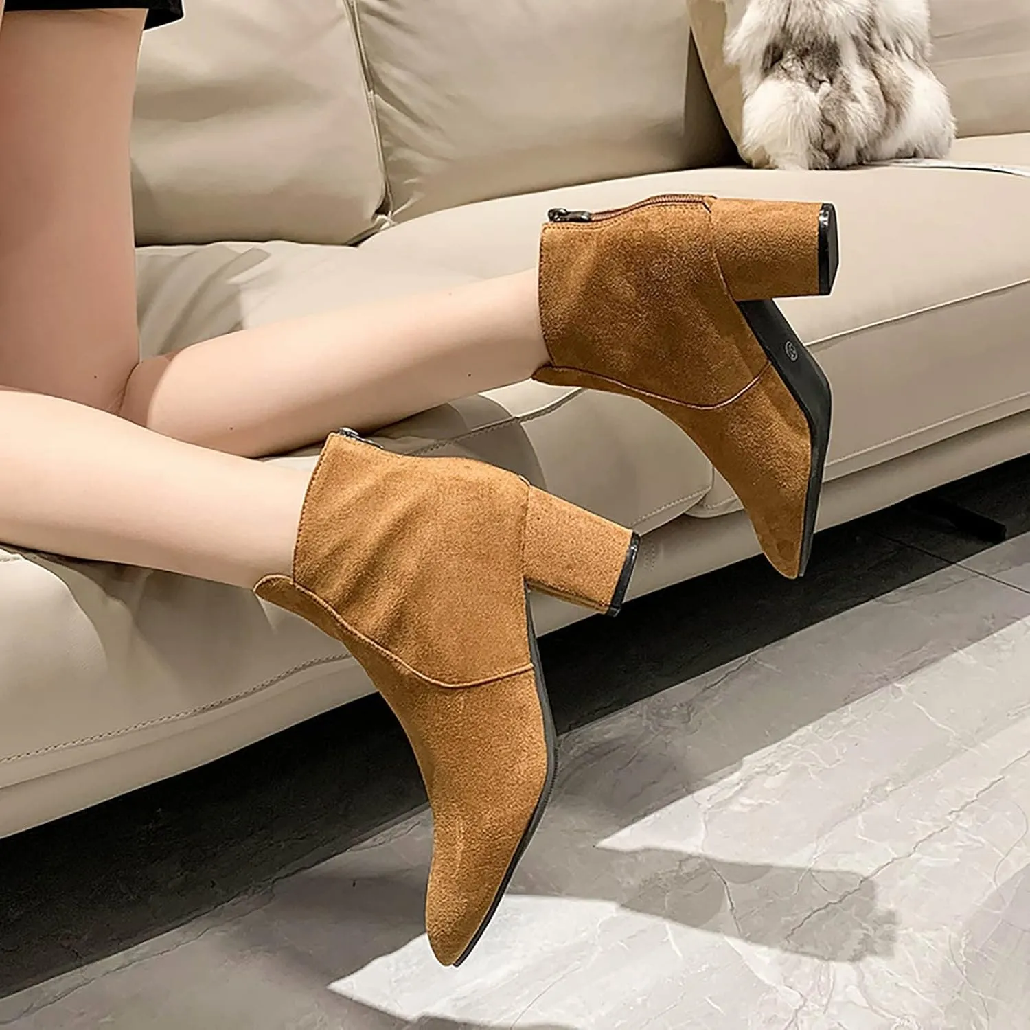 Womens Boots Fall 2024 Ankle Womens Black Booties with Heel Women Wide Boots Wedge Boot Lightweight Breathable Chunky Low Heel Classic Pointed Toe