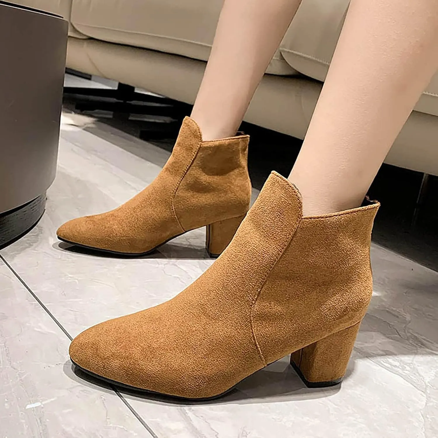 Womens Boots Fall 2024 Ankle Womens Black Booties with Heel Women Wide Boots Wedge Boot Lightweight Breathable Chunky Low Heel Classic Pointed Toe