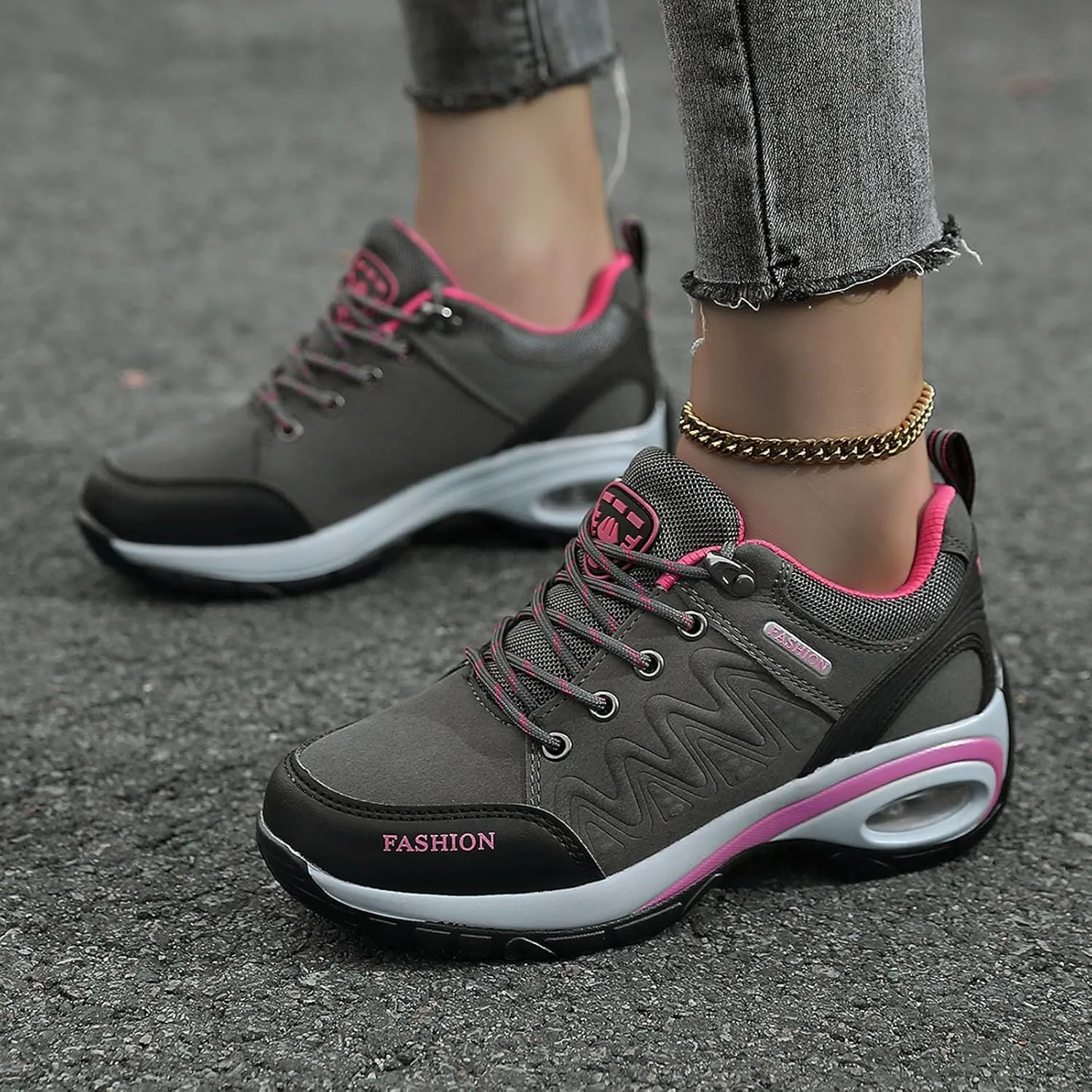 Women's Fashion Sneakers Lace-Up Walking Shoes Comfortable Casual Athletic Non-Slip Running Fashion Sneakers