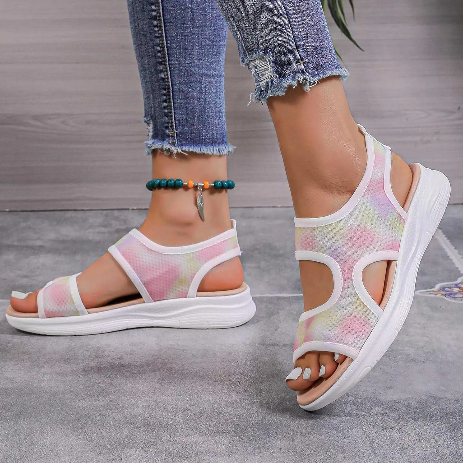 Women's Summer Fashion Cloth Breathable Open Toed Sandals Comfortable Platform Shoes Women Wedge Sandals Closed Toe