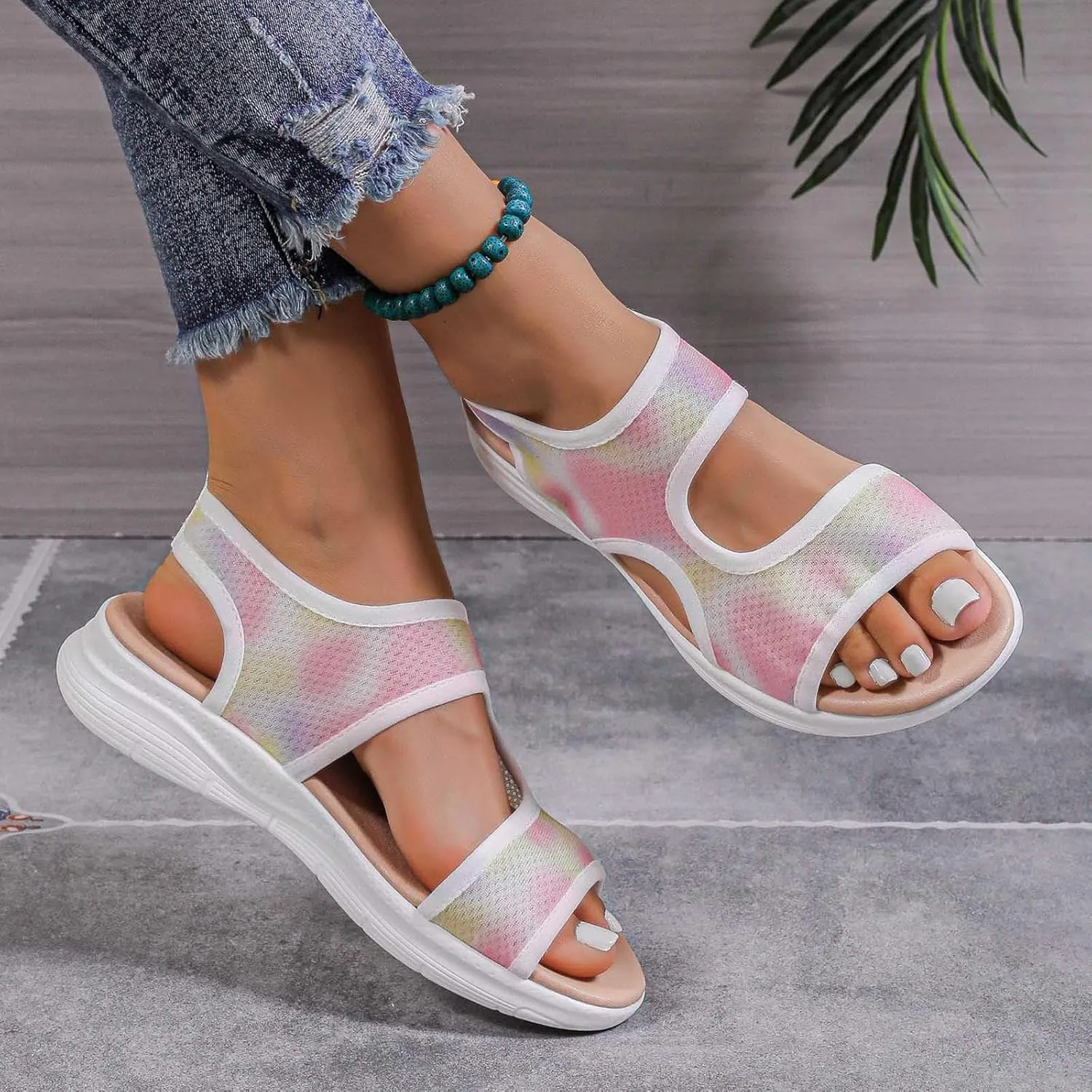 Women's Summer Fashion Cloth Breathable Open Toed Sandals Comfortable Platform Shoes Women Wedge Sandals Closed Toe