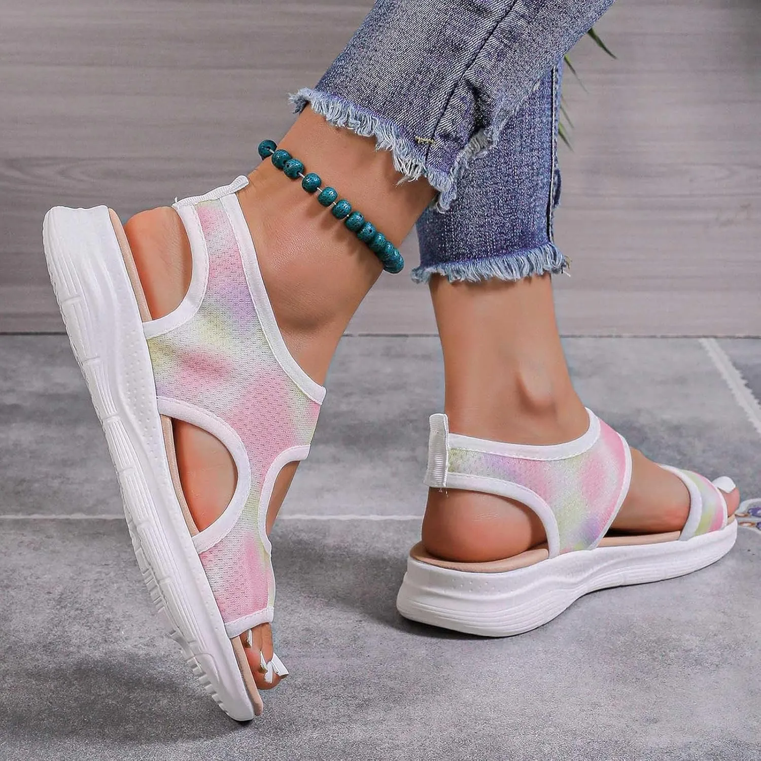 Women's Summer Fashion Cloth Breathable Open Toed Sandals Comfortable Platform Shoes Women Wedge Sandals Closed Toe