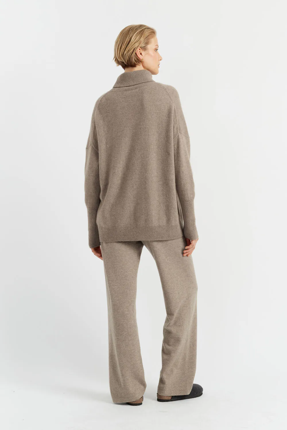 Women's Wide-leg Trackpants Chinti and Parker Soft-Truffle 100% Cashmere Size XS-3L